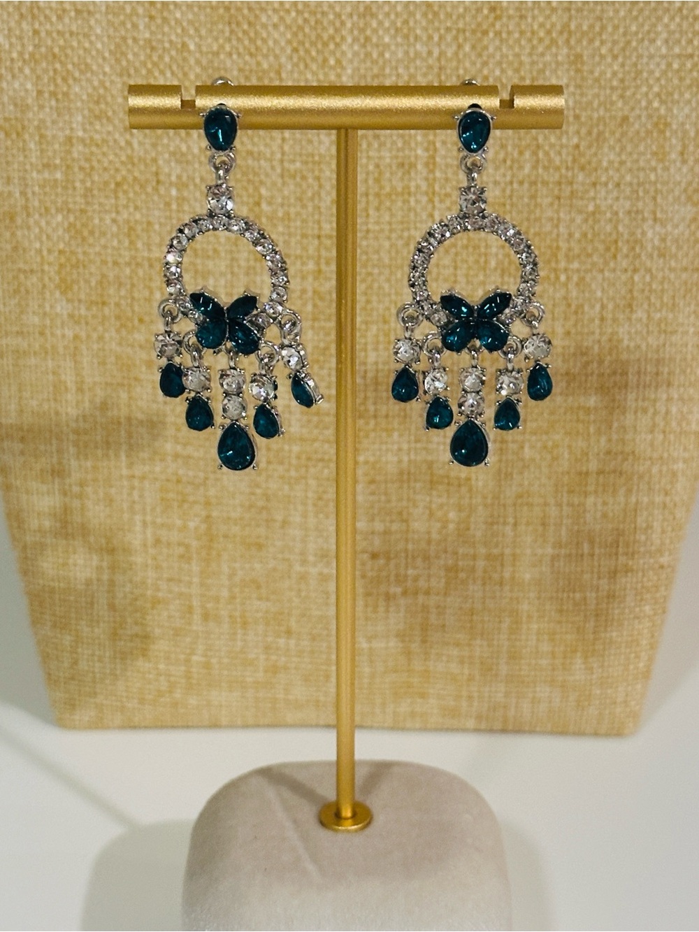 Fashion Jewelry Teal Crystal Chandelier Earrings